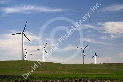 Farmland and wind turbines in Pipestone County, Minnesota, USA.