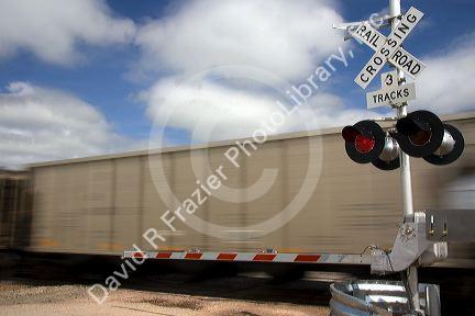Union Pacific unit train of coal traveling near Lusk, Wyoming, USA.
