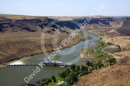 Swan Falls hydroelectric dam on the Snake River in Ada and Owyhee Counties, Idaho, USA.