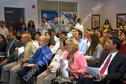 New United States citizens attend a citizenship ceremony in Idaho, USA.