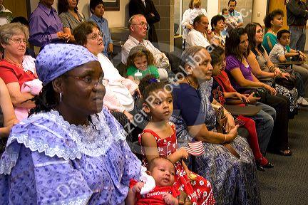 African grandmother attending a United States citizenship ceremony in Idaho, USA.