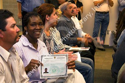 New United States citizens and family members attend a citizenship ceremony in Idaho, USA.