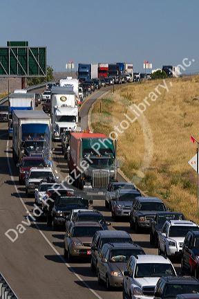 Traffic on Interstate 84 near Boise, Idaho, USA.