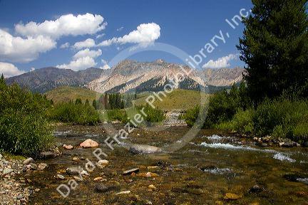 The Big Wood River and the Pioneer Mountains near Sun Valley, Idaho, USA.