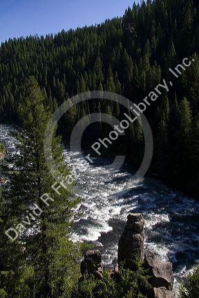 Upper Mesa Falls on the Henrys Fork of the Snake River in Fremont County, Idaho, USA.