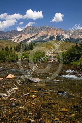 The Big Wood River and the Pioneer Mountains near Sun Valley, Idaho, USA.