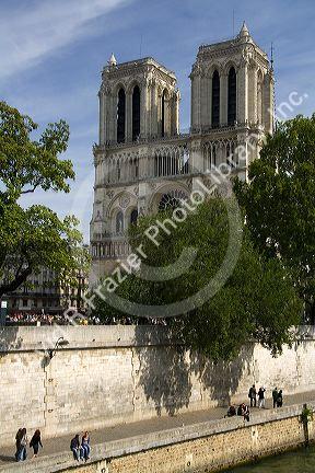 The western facade of the Notre Dame de Paris, France.