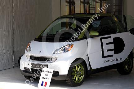 Electric concept car public exhibition in front of the Hotel de Ville in Paris, France.