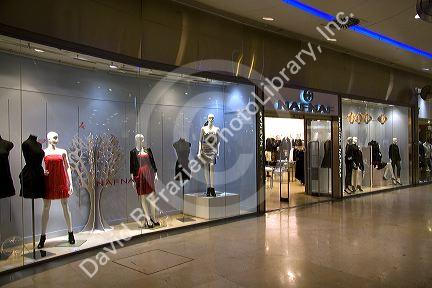 Storefronts in the Forum des Halles in Paris, France.
