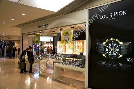 Storefronts in the Forum des Halles in Paris, France.