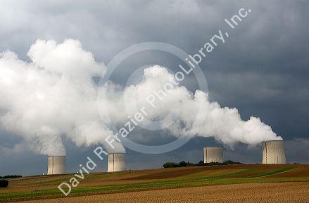 The Cattenom Nuclear Power Plant located in the Cattenom commune along the Moselle River in France.