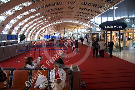 Interior of terminal E in the Paris-Charles de Gaulle Airport, Paris, France.
