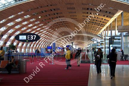 Interior of terminal E in the Paris-Charles de Gaulle Airport, Paris, France.