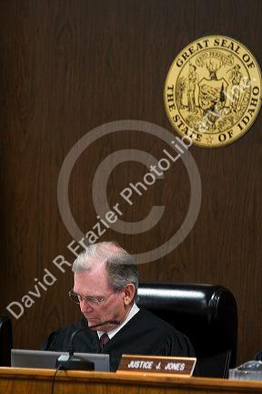 Courtroom scene showing a member of the Idaho Supreme Court at Twin Falls, Idaho. 11/5/09