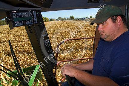 Combine corn harvester with computer and GPS in Ada County, Idaho.