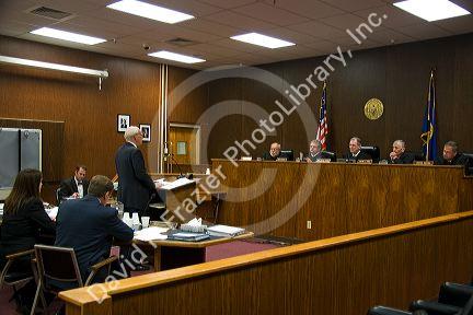 Courtroom scene showing the five members of the Idaho Supreme Court at Twin Falls, Idaho. 11/5/09