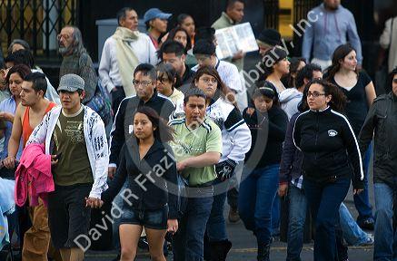 People on the street in Mexico City, Mexico.