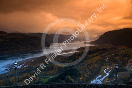 A fall day on the Columbia River Gorge in the Pacific Northwest east of Portland, Oregon, USA.