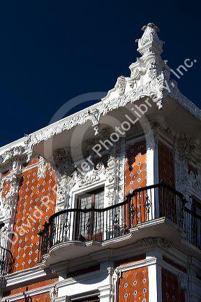 Ironwork balcony on the Casa de Alfenique in the city of Puebla, Puebla, Mexico.