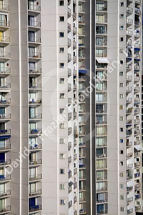 Rooms and balconies of hotels in Acapulco, Guerrero, Mexico.