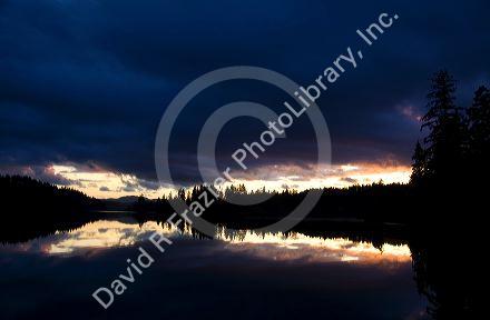 Sunset on Hammersley Inlet near Shelton, Washington, USA.