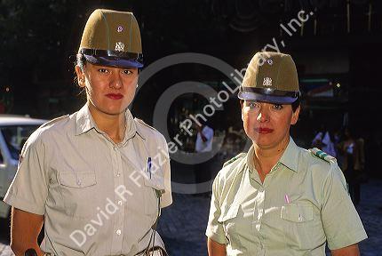 Female Chilean police officers in Santiago, Chile.