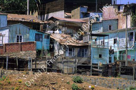 Slum housing in Valparaiso, Chile.
