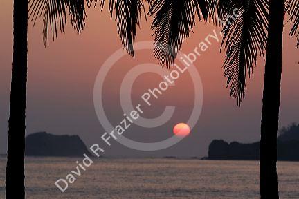 Sunset on pacific ocean at Playa Carrillo near Samara, Costa Rica.