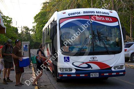 Shuttle bus at the Manuel Antonio National Park in Puntarenas province, Costa Rica.