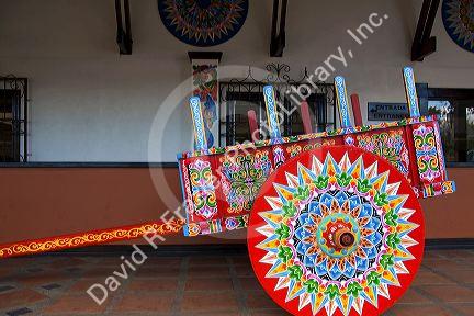 Carretas are elaborately painted oxcarts in the city of Sarchi Norte, Cosat Rica.
