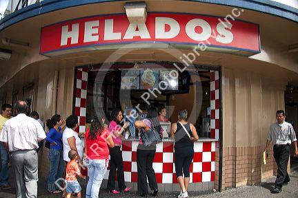 Customers line up for ice cream in San Jose, Costa Rica.