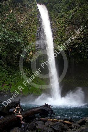 La Fortuna Waterfall in the Arenal Volcano National Park near La Fortuna, San Carlos, Costa Rica.