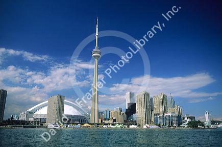 CN Tower and Skydome in Toronto, Ontario, Canada.