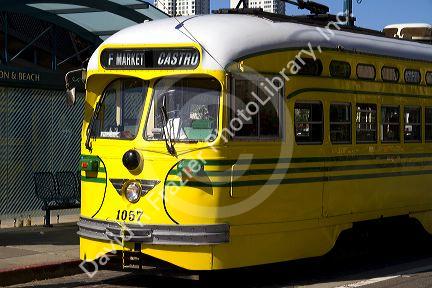 Retro streetcar public transportation in San Francisco, California, USA.