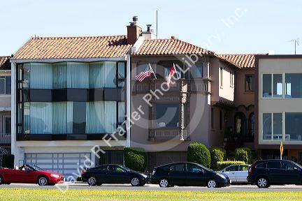 Townhouses in the Marina District of San Francisco, California, USA.