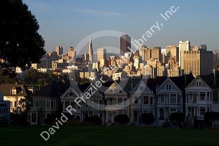 Painted Ladies victorian houses near Alamo Square in San Francisco, California, USA.