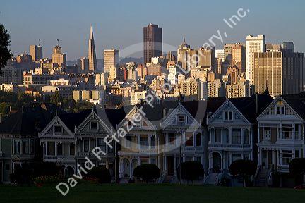 Painted Ladies victorian houses near Alamo Square in San Francisco, California, USA.