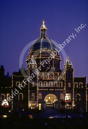 The provincial parliment building in Victoria, British Columbia.