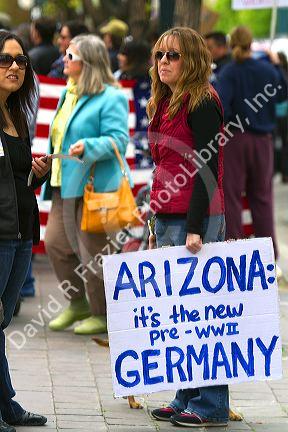 People protest the anti-illegal immigration Arizona Senate Bill 1070 in Boise, Idaho, USA.