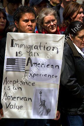 People protest the anti-illegal immigration Arizona Senate Bill 1070 in Boise, Idaho, USA.