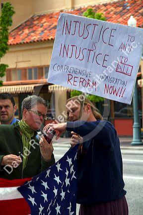 People protest the anti-illegal immigration Arizona Senate Bill 1070 in Boise, Idaho, USA.
