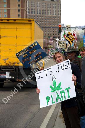 People rally for the legalization of medical marijuana in Boise, Idaho, USA.