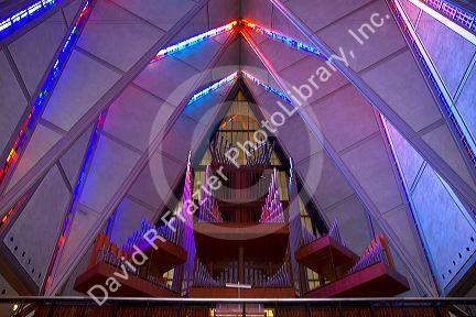 Interior of the Cadet Chapel at the Air Force Academy in Colorado Springs, Colorado, USA.