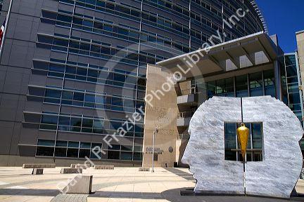 Public art sculpture in front of the City Hall in Denver, Colorad, USA.