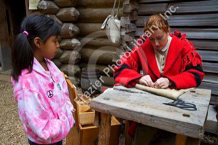 Historical reenactment at Fort Clatsop National Memorial near Astoria, Oregon, USA.