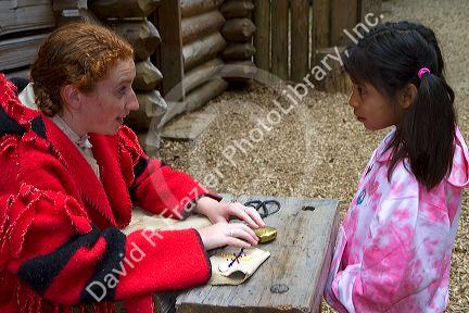 Historical reenactment at Fort Clatsop National Memorial near Astoria, Oregon, USA.