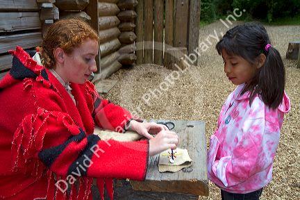 Historical reenactment at Fort Clatsop National Memorial near Astoria, Oregon, USA.