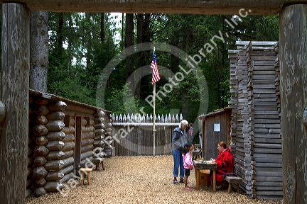 Historical reenactment at Fort Clatsop National Memorial near Astoria, Oregon, USA.