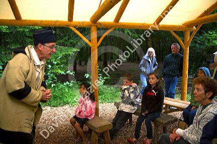 Historical reenactment at Fort Clatsop National Memorial near Astoria, Oregon, USA.