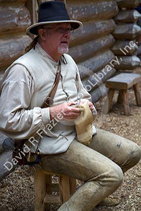 Historical reenactment at Fort Clatsop National Memorial near Astoria, Oregon, USA.